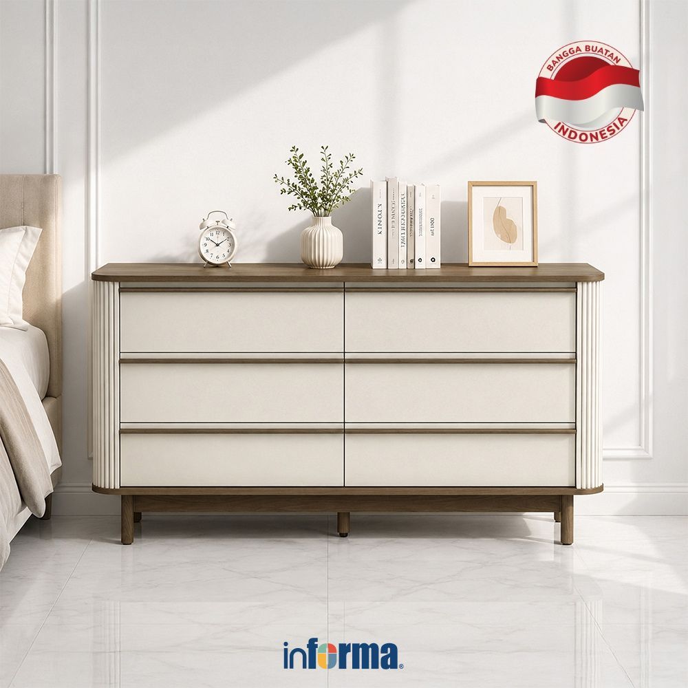 Informa Morie Laci Penyimpanan - Krem/Cokelat Walnut Cabinet Lemari Laci Dresser Storage Drawer