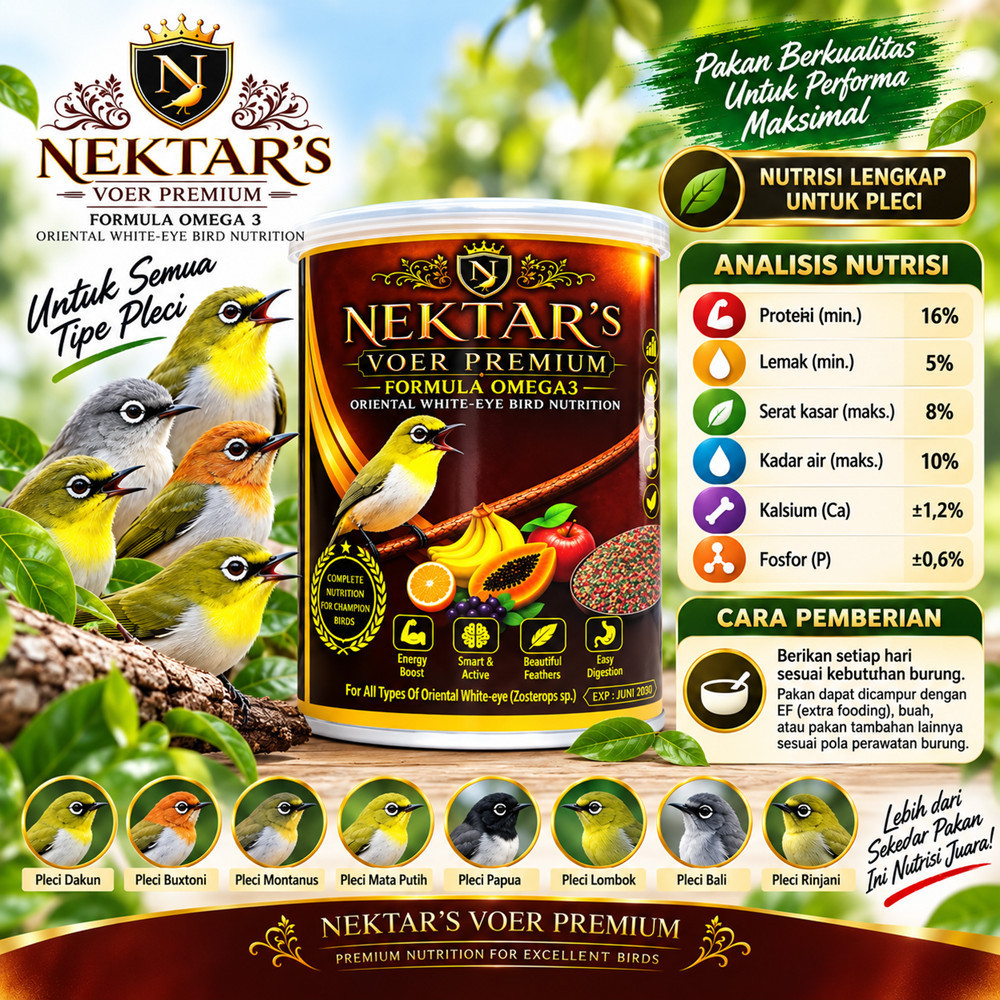 Nektar's Voer Mini Premium Voer Pakan Burung Pleci High Protein Omega untuk Nutrisi dan Energi