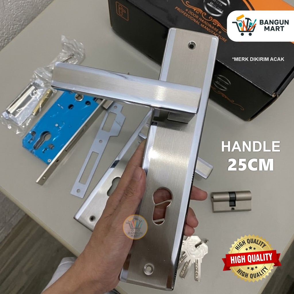 Handle kunci pintu Silver & Black Set Besar 25 cm / Full handle bagus murah / KUNCI PINTU TOP GRANDE