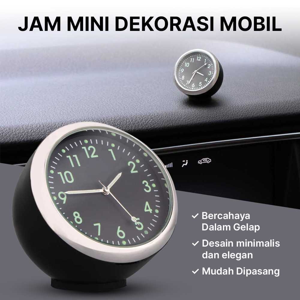 Jam Tempel Dashboard  Mobil Motor / Jam Mini Quartz Clock Luminous Glow in The Dark - K01