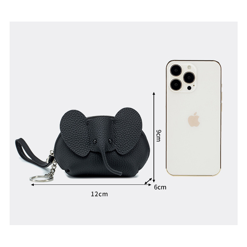 Dompet Koin Tempat Kartu Bahan Kulit Asli genuine leather Kulit Sapi Bentuk Gajah Tas Koin