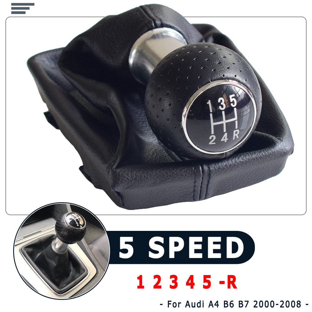 Black red line 5/6 Speed Car Shift Gear Knob Lever Gaitor Boot Cover for Audi AUDI A4 B6 B7 2002-200