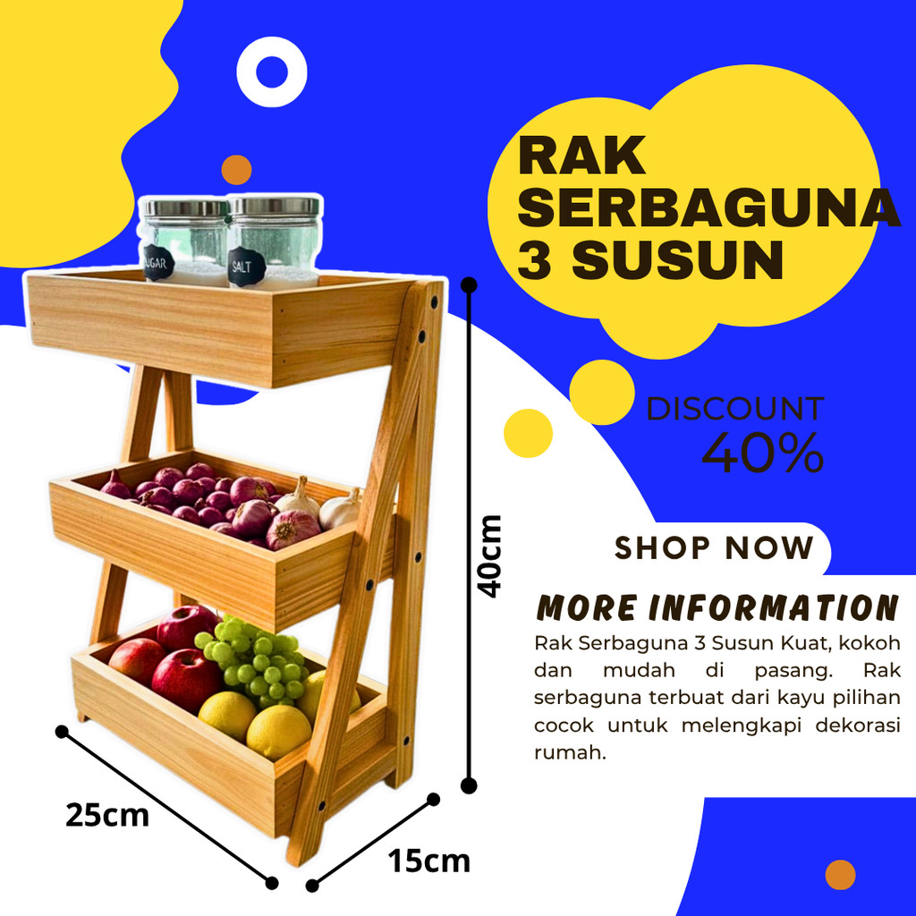 Rak Tempat Bawang / Rak Bumbu / Rak Telur 3 Susun