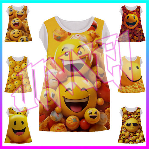 Dress Anak Emot Smile Tunik Animasi 3d Lucu Smile Baju Anak Perempuan Usia 1-12 Tahun - Jinsei