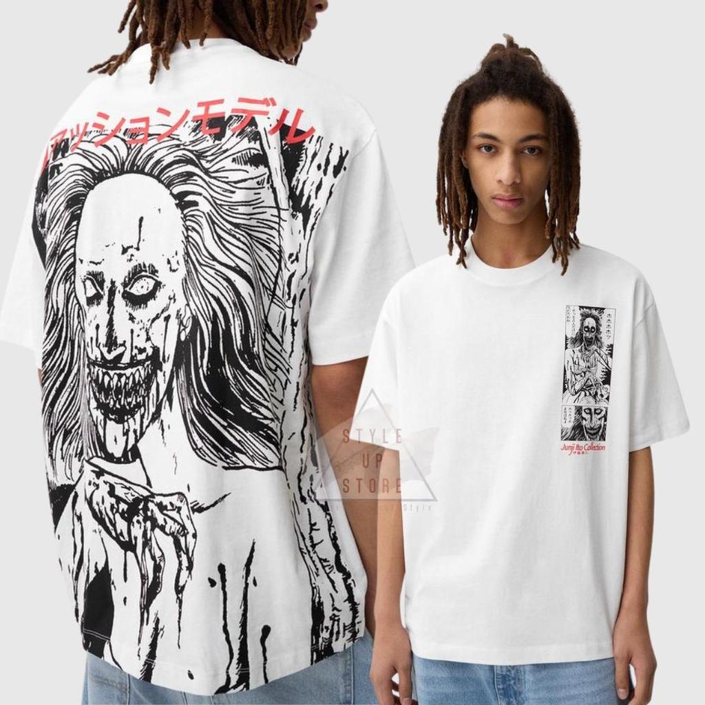 [ STYLEUPSTORE ] BERSHKA Oversize Unisex Tshirt - Junji Ito Collection
