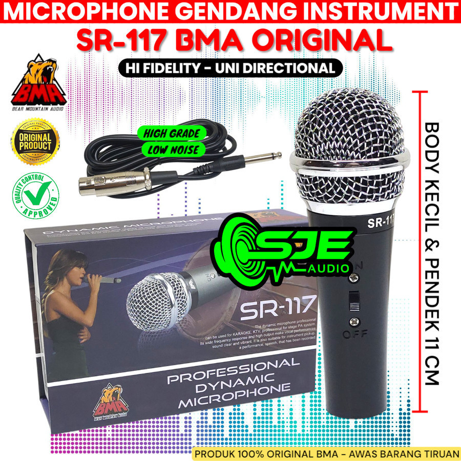 MIC GENDANG BMA SR117 SR 117 HI FIDELITY MIC KENDANG INSTRUMENT MIK DRUM KETIPUNG TAK DUT MIC KABEL 