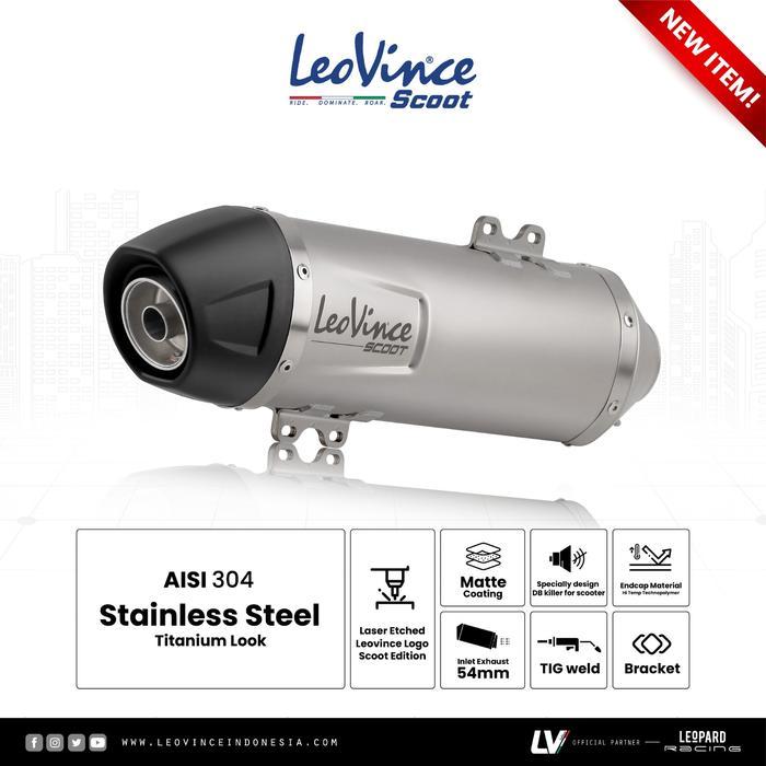 Knalpot Racing Matic Leovince LV Scoot Fullsystem Vespa Sprint I Get with Header Stainless Original 