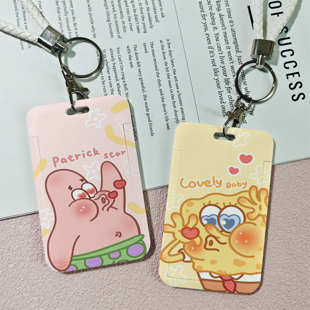 TT BOY ID Card Holder Motif SpongeBob Yang Trendi Topi Couple Pria Dan Wanita Korea | Tempat Pelindu