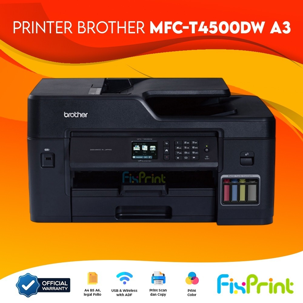 Printer Brother MFC-T4500DW A3 Multifunction Wireless T4500-DW With FAX ADF & Flatbed Garansi Resmi