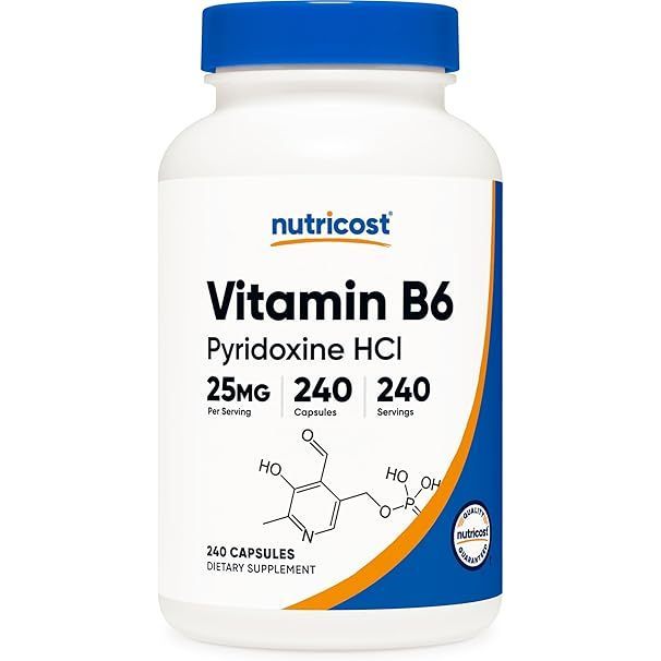Nutricost Vitamin B6 (Pyridoxine HCl) 25mg, 240 Capsules 25 mg B 6