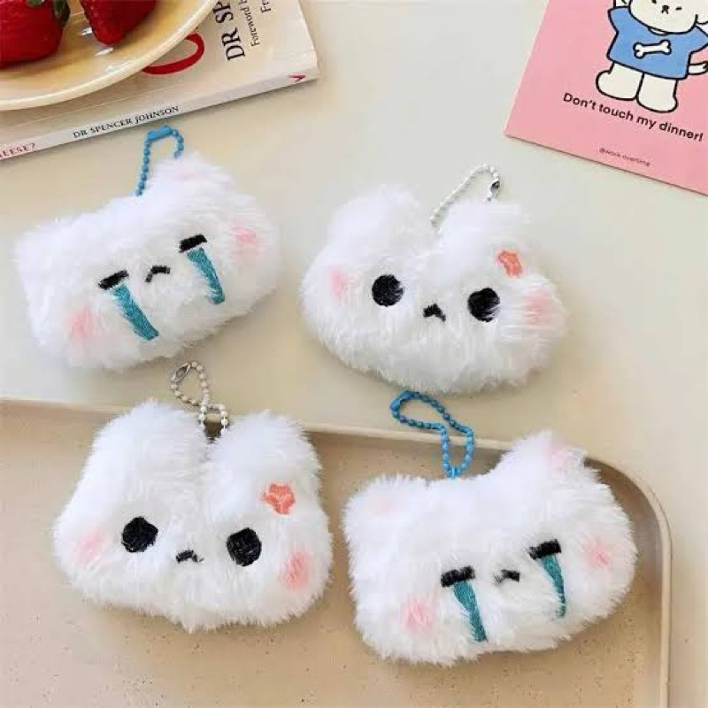Keychain Kucing Nangis dan Kelinci Marah | Cry Cat & Mad Bunny| Gantungan Kunci Boneka