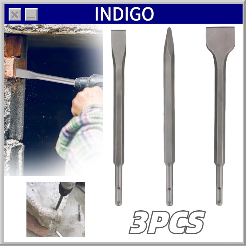 3PCS Mata Bor Beton Panjang 250mm Mata Bor Bobok Beton SDS Plus Mata Pahat Bor Beton Flat Chisel40mm