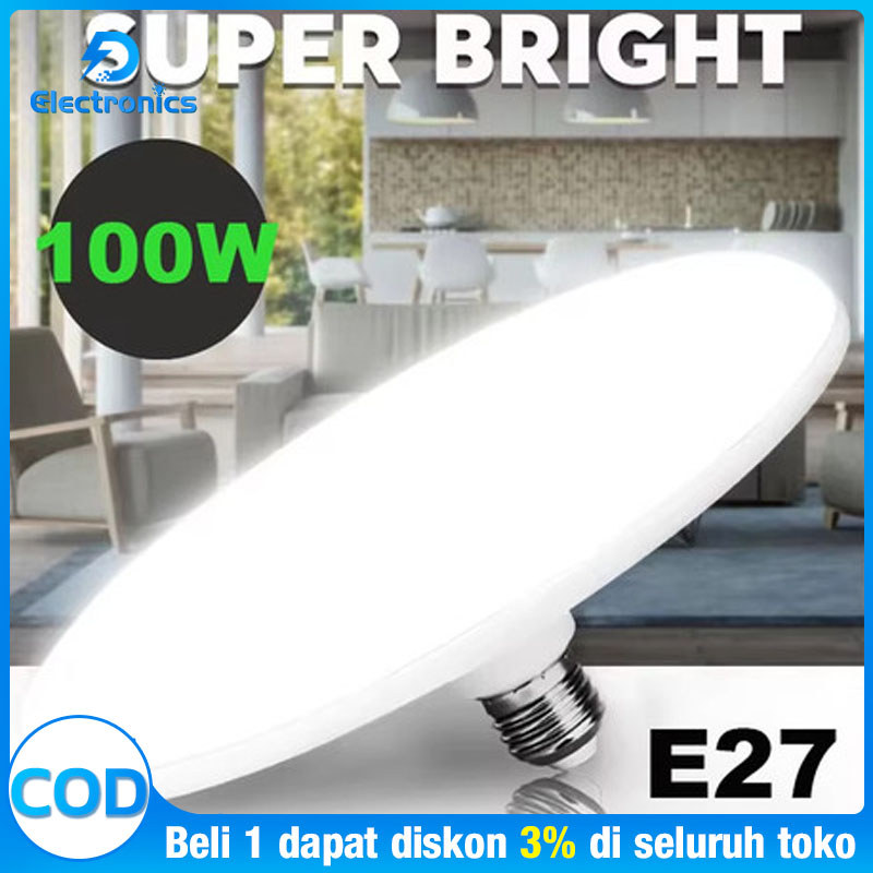 220V E27 Lampu LED Super Terang 20W 30W 40W 60W 100W UFO Lampu LED Lampu Meja Penerangan Putih Hanga
