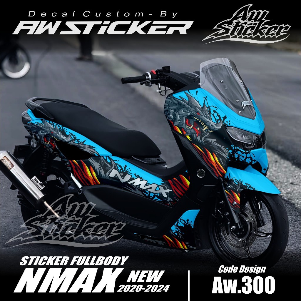 Decal Sticker Yamaha Nmax 155 New Fullbody 2020 2021 2022 2023 Desain Ular Naga Api Fire GRAGON AW.N