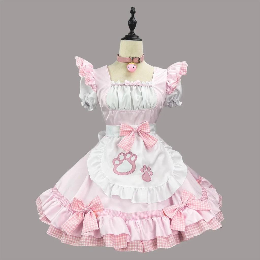 Classical Maid Cosplay Costumes Lolita Cat Girl Plus Size Apron Maid Outfits Anime Black White Cute 
