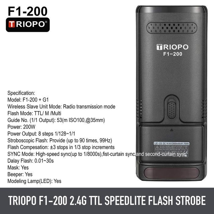 Triopo F1-200 2.4G TTL Speedlite  Strobe Compatible Canon & Nikon