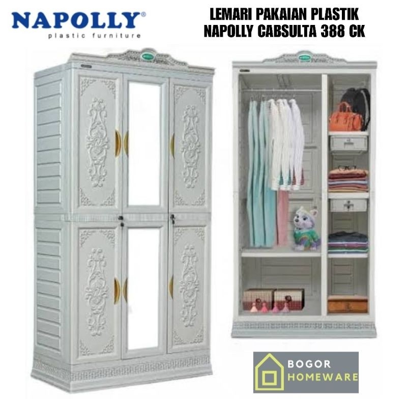 (KHUSUS BOGOR) LEMARI PAKAIAN PLASTIK NAPOLLY 3 PINTU CLASSIC CABSULTA 388 CK
