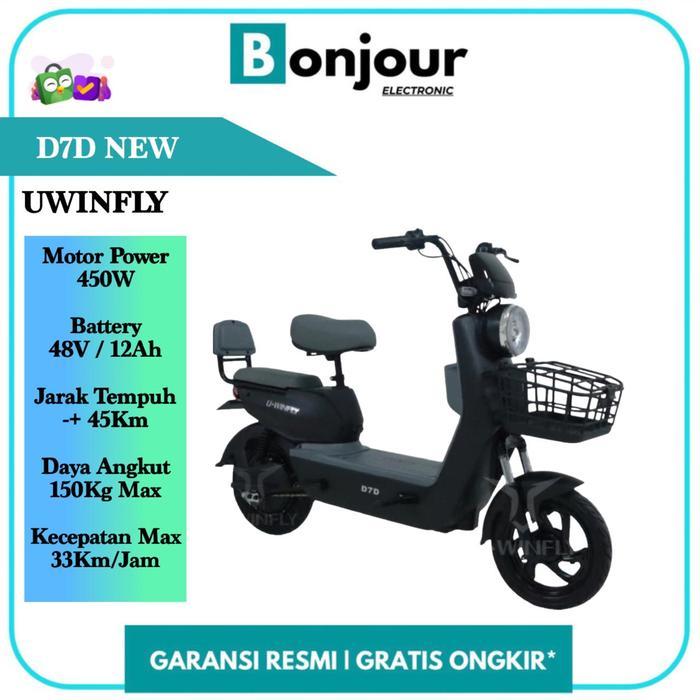 PROMO GASPOLL Selisi Murah Uwinfly D7D New Sepeda Listrik Uwinfly Murah D7 D Uwinfly D 7 D - Black [