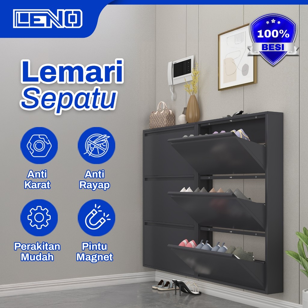 Rak Sepatu Besi Kuat Tebal Lemari Sepatu Aluminium Lemari Sepatu Tertutup Rak Sepatu Stainless Steel
