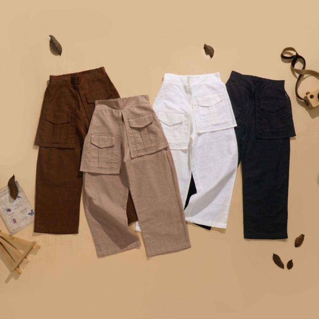 Celana Panjang Anak Perempuan Palazzo Pocket Pants 3-8 Tahun
