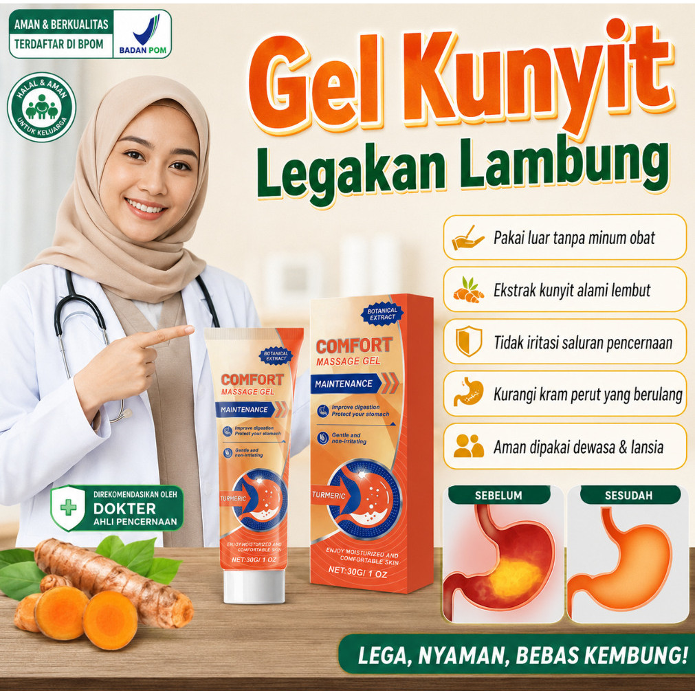 [COD]Comfort Massage Gel 30g ,Gel Pijat Perut Kunyit Comfort,  comfort massage gel original obat asa