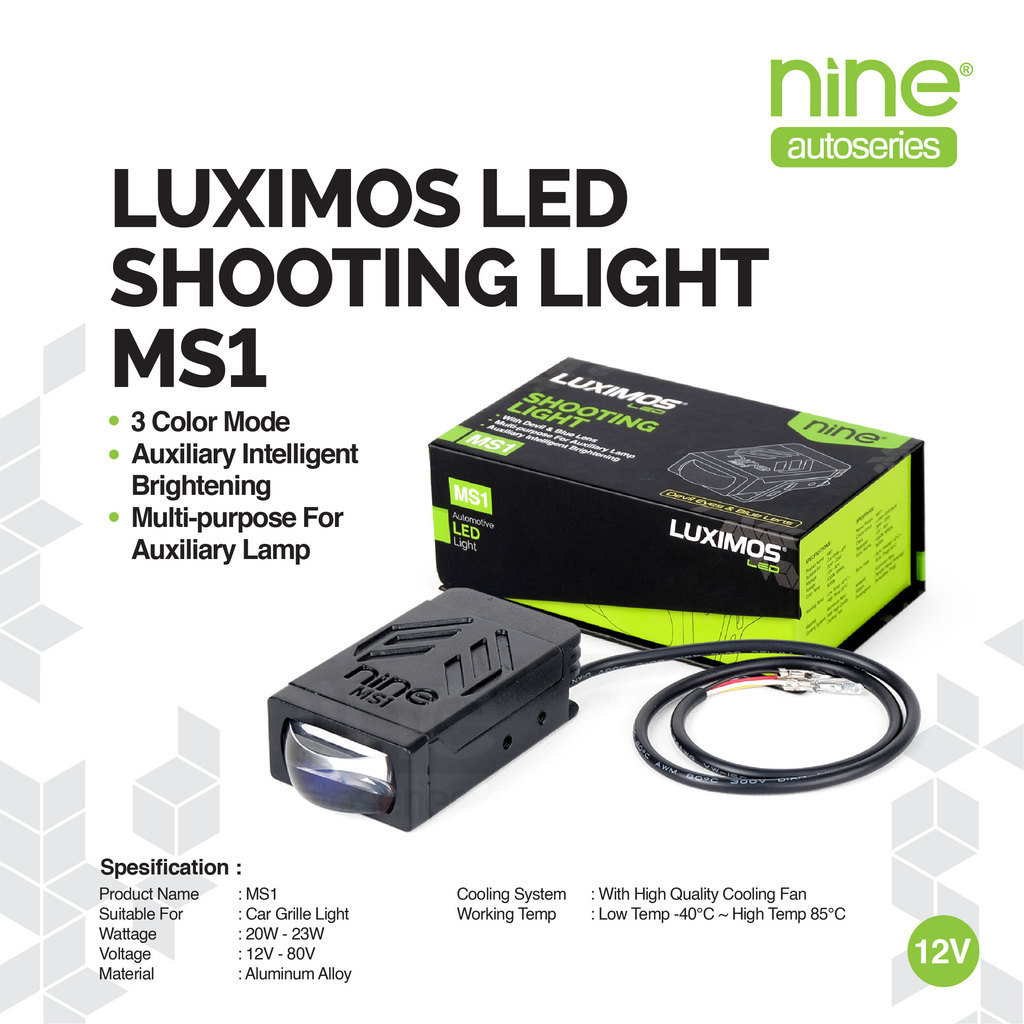 Lampu Tembak Laser 23W 3 Warna Mobil Motor Devil Eye Super Terang MS1 - NINE OPTIMUS