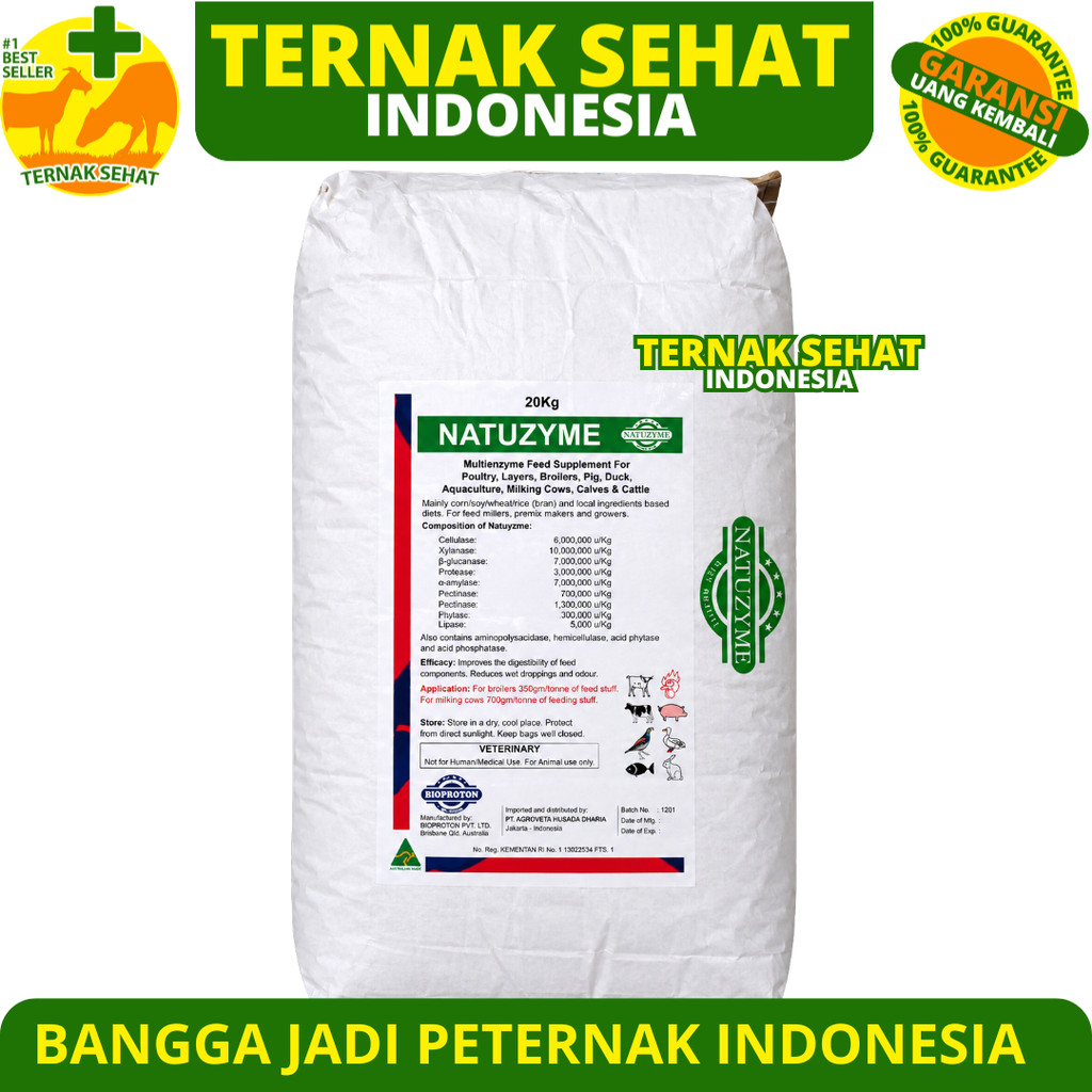 NATUZYME 20 KG (1 SAK) - Multi Enzim untuk Ayam Bebek Babi Sapi Kambing Dan Ikan - Enzyme Ayam - Enz