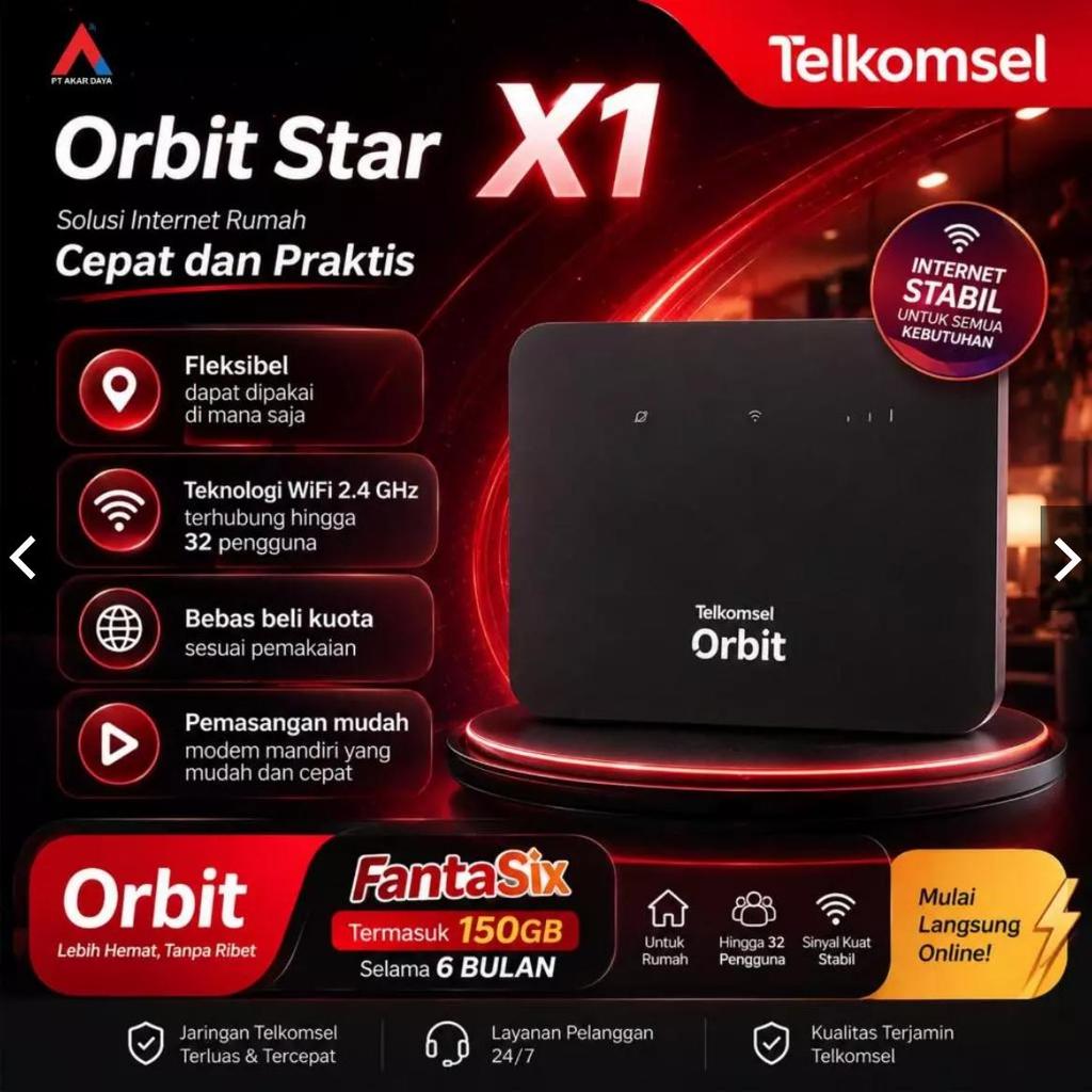 Telkomsel Orbit X1 Modem WiFi Rumah 4G LTE High Speed Free Kuota 150GB