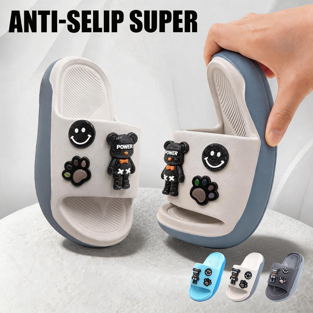 INKAYNI 1-6 Tahun Bearbrick Sandal anak laki laki putih Sandal anak fipper Sandal anak laki laki San
