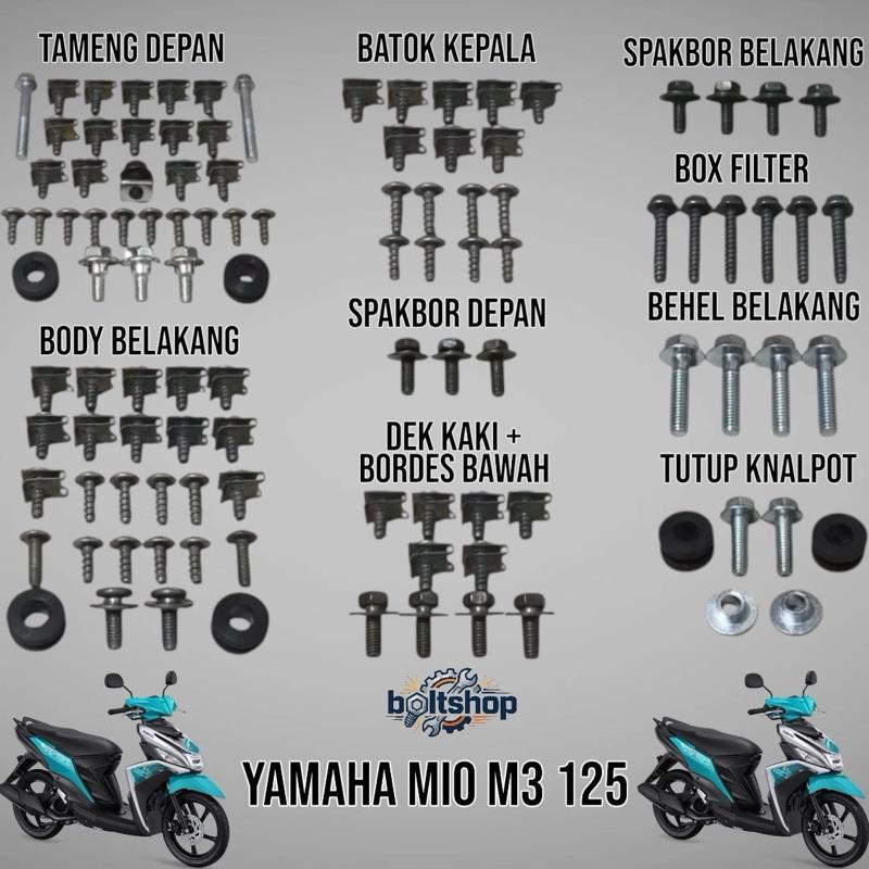 Baut Fullset Body Yamaha Mio M3 125 / Baut Fullbody Yamaha Mio M3 125 Lengkap - Boltshop