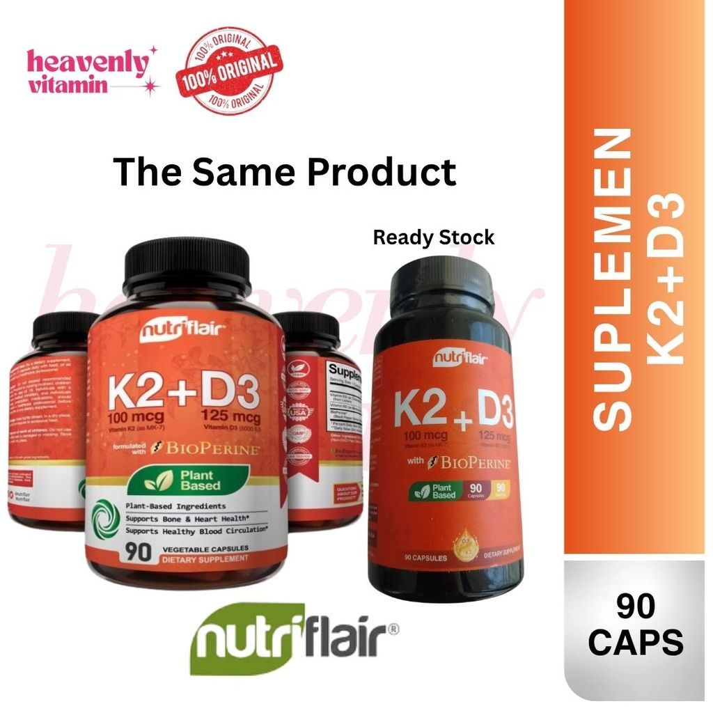 Nutriflair Vitamin K2 (MK7) 100mcg + D3 Vitamin D3 125 mcg - 90 Veg Capsules