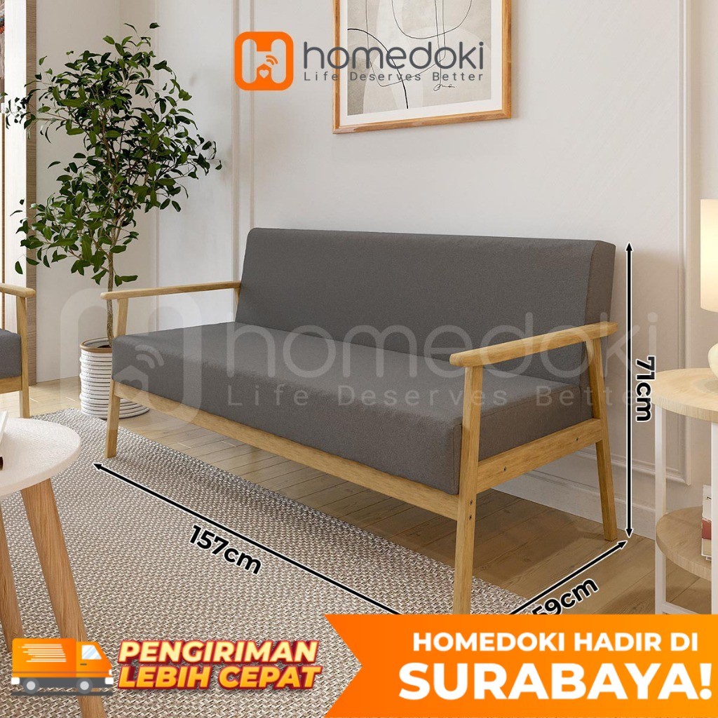 Homedoki Surabaya- Sofa Untuk 2 Orang/ Sofa Minimalis Modern / Sofa Kain Nordik/ Ruang Tamu Aparteme