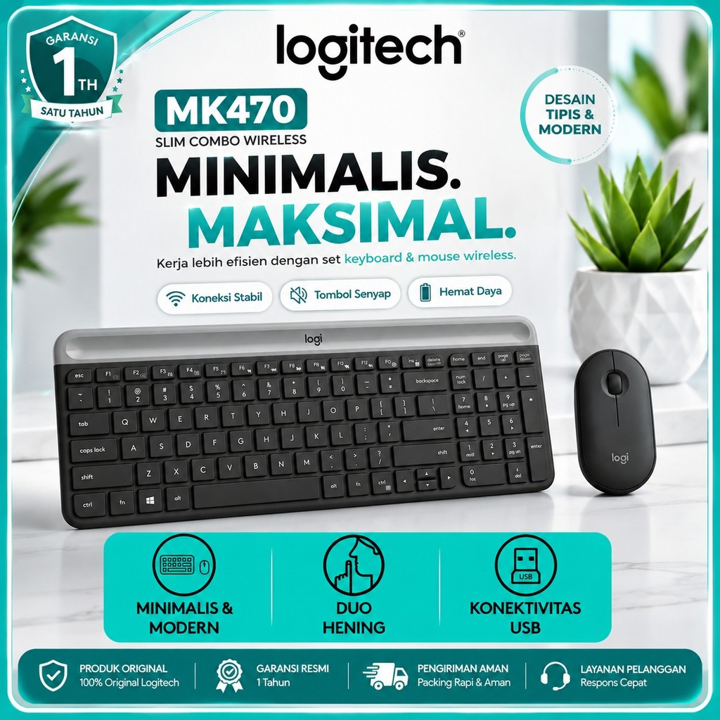 LOGITECH MK470 Keyboard Wireless Combo Slim