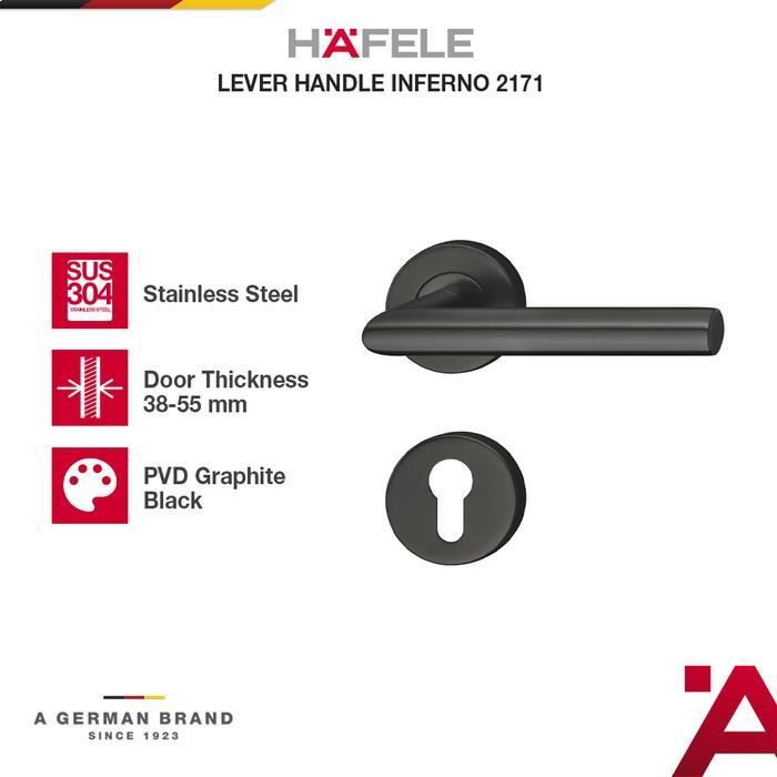 Hafele Inferno 2171 Gagang Kunci Pintu/Pintu Rumah Stainless Steel 304 Hitam - Pegangan Pintu Set Mo