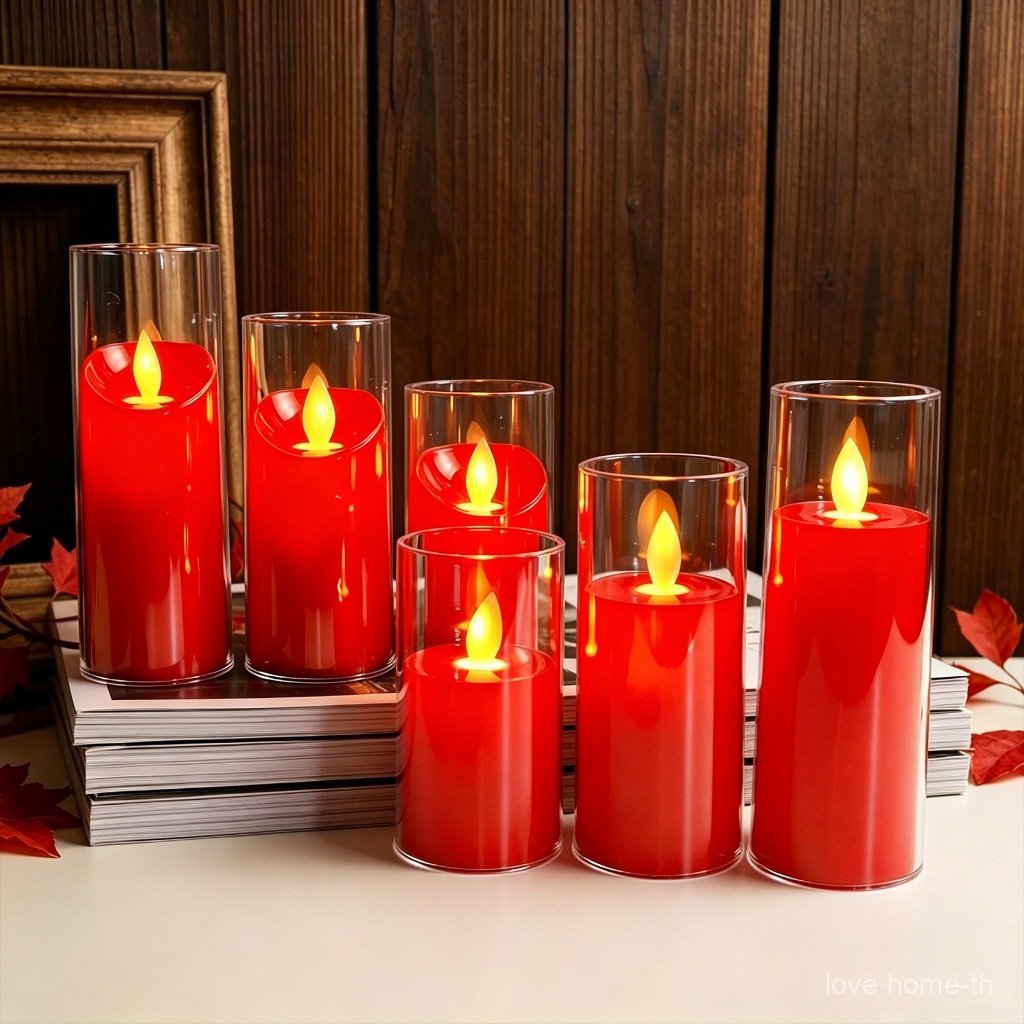Lilin Led Elektrik Api Bergoyang Merah