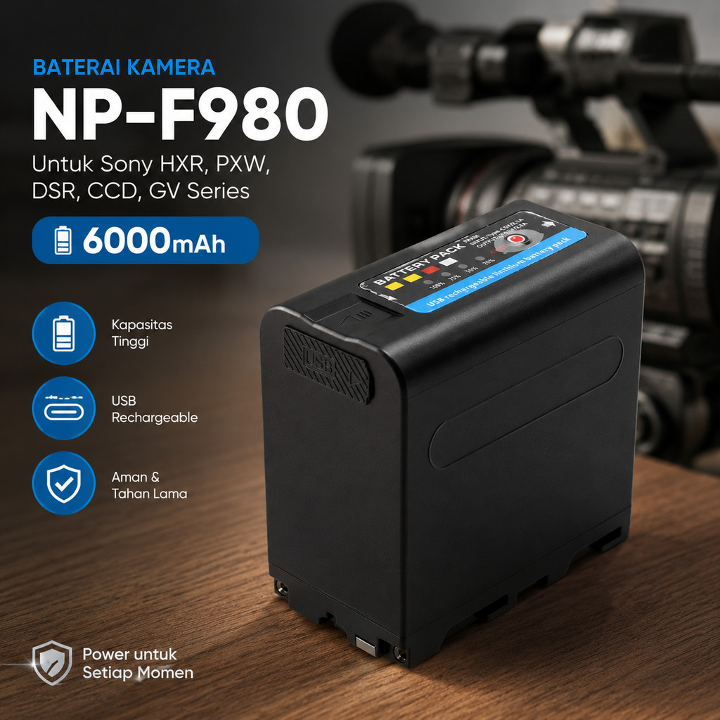 YUBOLI Baterai Kamera Sony Replacement HXR PXW DSR CCD 6000mAh - NP-F980