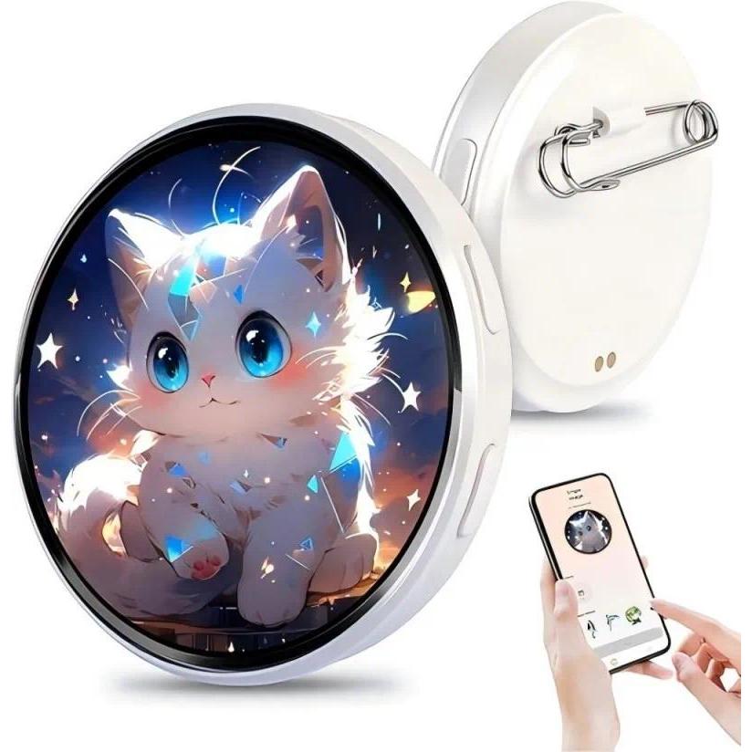 E87 Cyberpunk Anime LED Badge Layar HD Bingkai Foto Digital Lencana Elektronik DIY Hadiah Merchandis