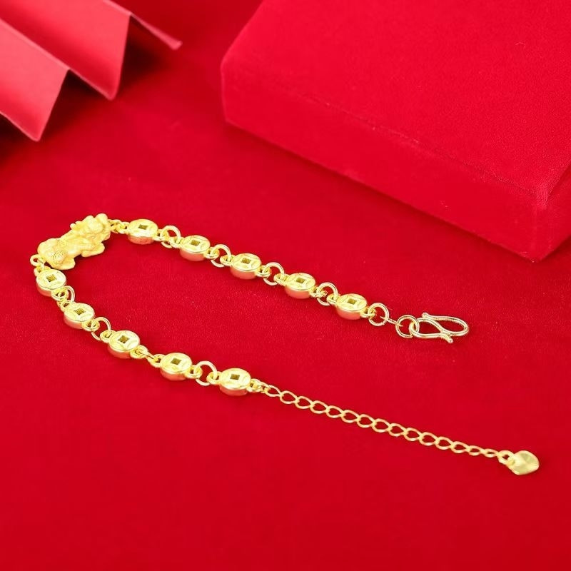 Copper Coin Pixiu Amulet Bracelet for Good Luck and Fortune