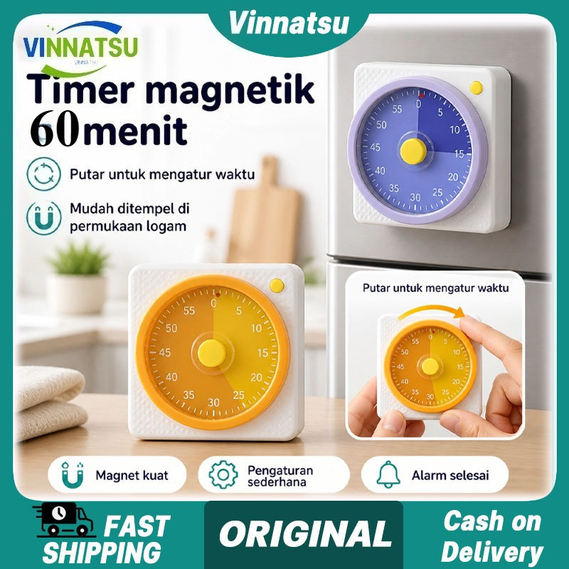 Vinnatsu Pengatur Waktu Mundur Masak Timer Masak Timer Belajar Magnetic Timer Masak Multifungsi