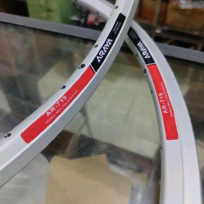 (2pcs) Rims Velg 700c ARAYA AR-719 32 dan 36 Hole Black CNC Dan Silver AR719 Sepasang - Silver 36 Ho