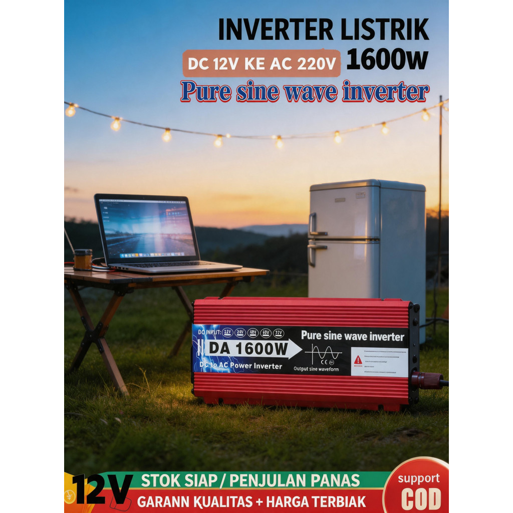 Power Inverter Pure Sine Wave PSW 1600W PSW COCOK Untuk Kompresor AC Kulkas Pompa Air dan Elektronik