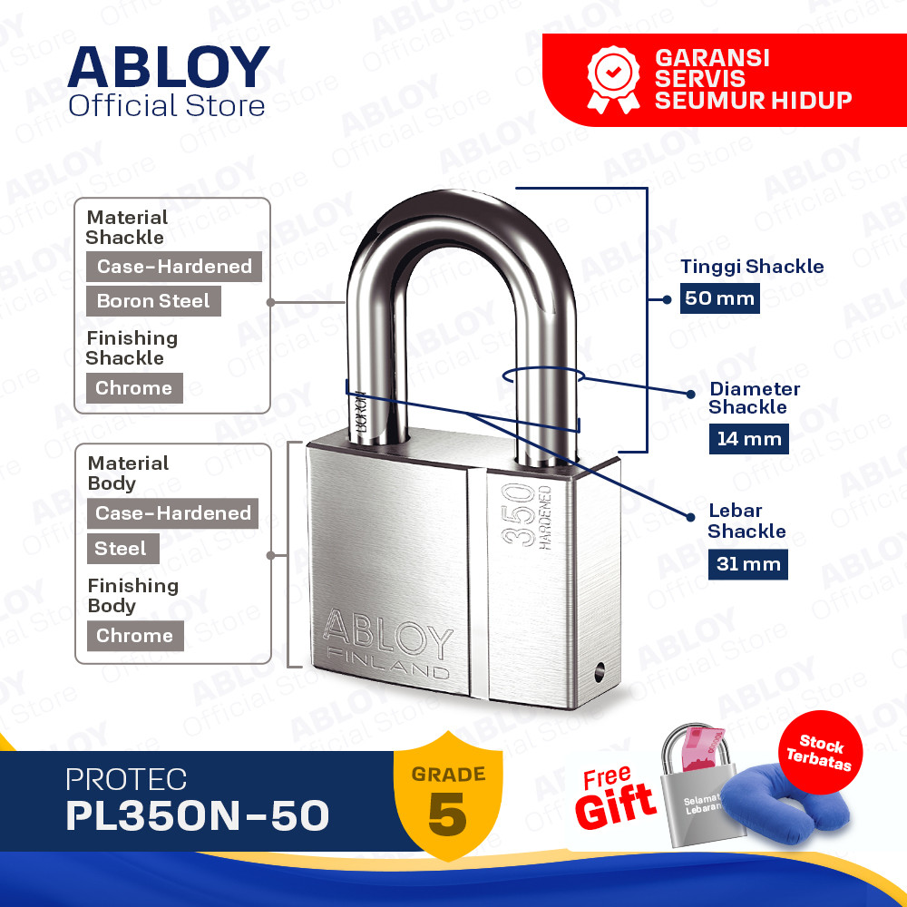 ABLOY Gembok Padlock Protec PL350N/50