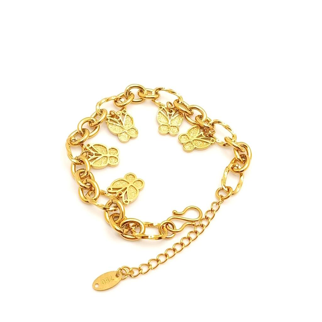 GELANG RANTAI KUPU EMBOSS AMULET TITANIUM ANTI KARAT ANTI LUNTUR KODE 750