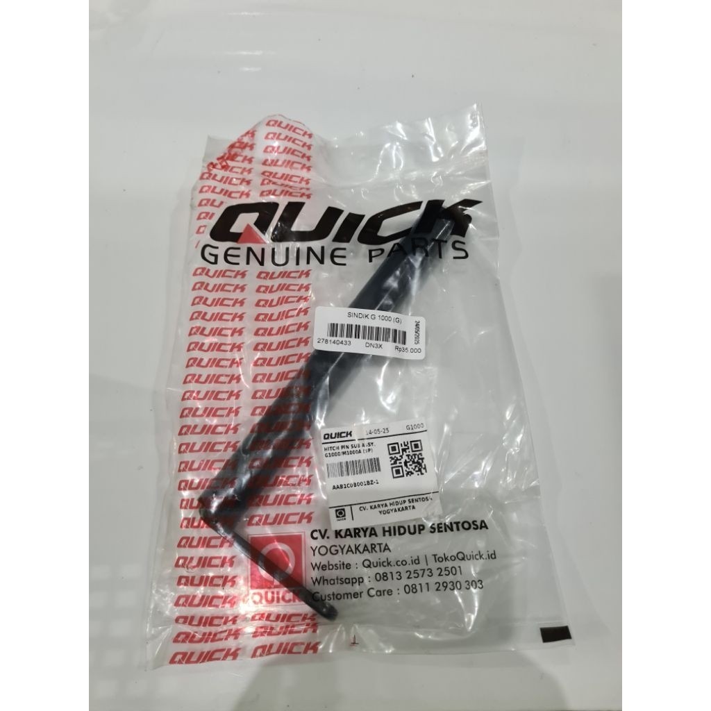 Sparepart Traktor Quick Sindik Traktor G1000 Quick / Hitch Pin Sub Assy Traktor G1000 / M1000A Asli