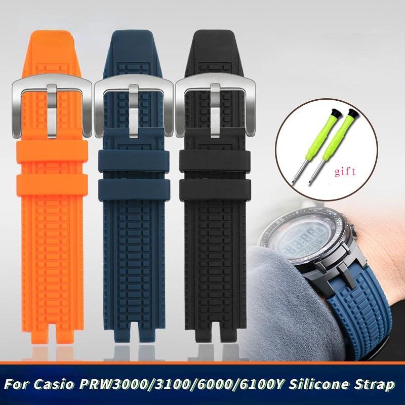 For Casio Mountaineering PROTREK PRW-3000 PRW-3100 PRW-6000 PRW-6100Y PRG-300 330 Silicone watchband