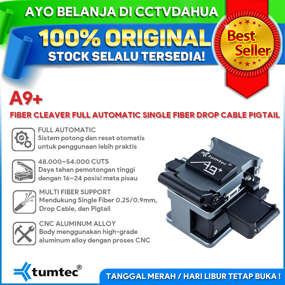 TUMTEC TMT-A9+ FIBER CLEAVER A9+ FULL AUTOMATIC SINGLE FIBER DROP CABLE PIGTAIL 48000-54000 CUTS