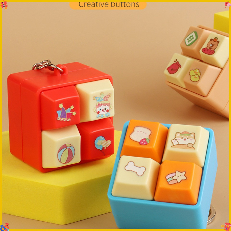 ZAKOL Cartoon Fidget Keychain DIY Keyboard Keys Button Squeeze Music Keychain Pass The Time Relief S