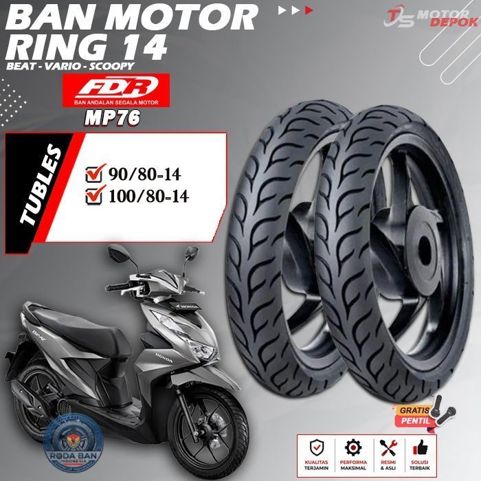 BAN MOTOR RING 14 TUBLES FDR MP76 BAN MOTOR TUBLESS BEAT VARIO SCOOPY RING 14 TUBELESS