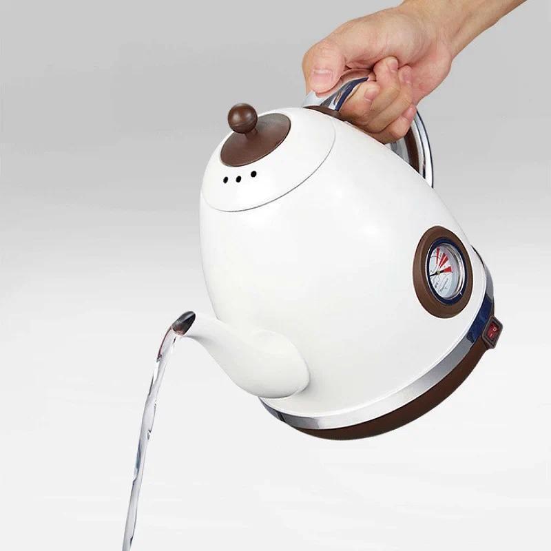 1.5L Retro Electric Kettle 304 Stainless Steel Kettle With Temperature Display Teapot Coffee Pot Hom