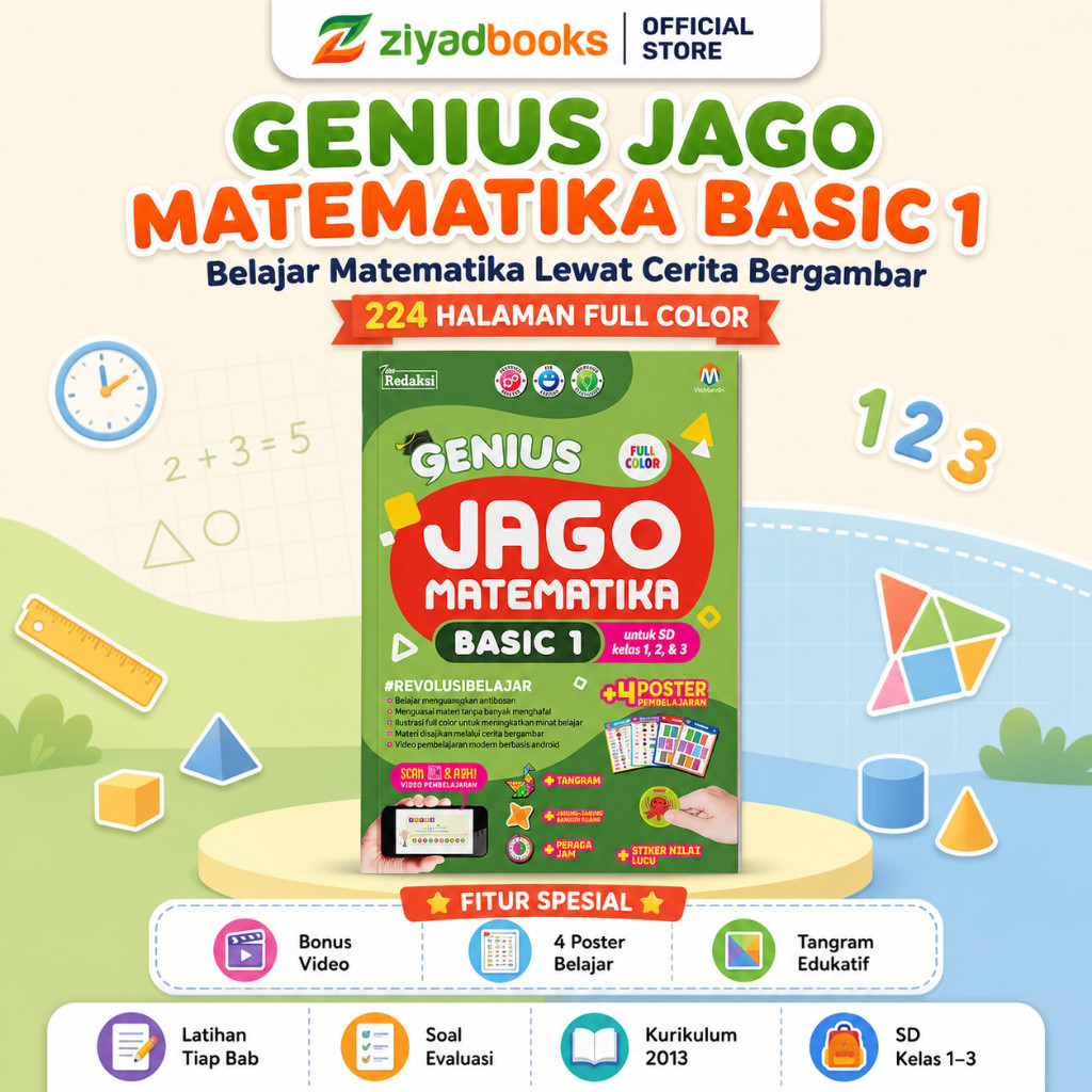 Ziyadbooks - Buku Matematika - Genius Jago Matematika Basic 1